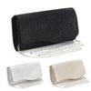 Modische Glitzer-Handtasche Silberfarbene Clutch Kettentasche Kette Schulter Elegante Lange Geldbörse Abend