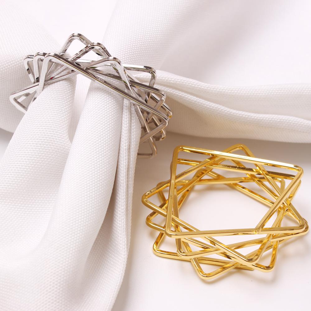 Holiday Star Napkin Rings Christmas Polygonal Five Pointed Star Napkin Holders for Table Setting