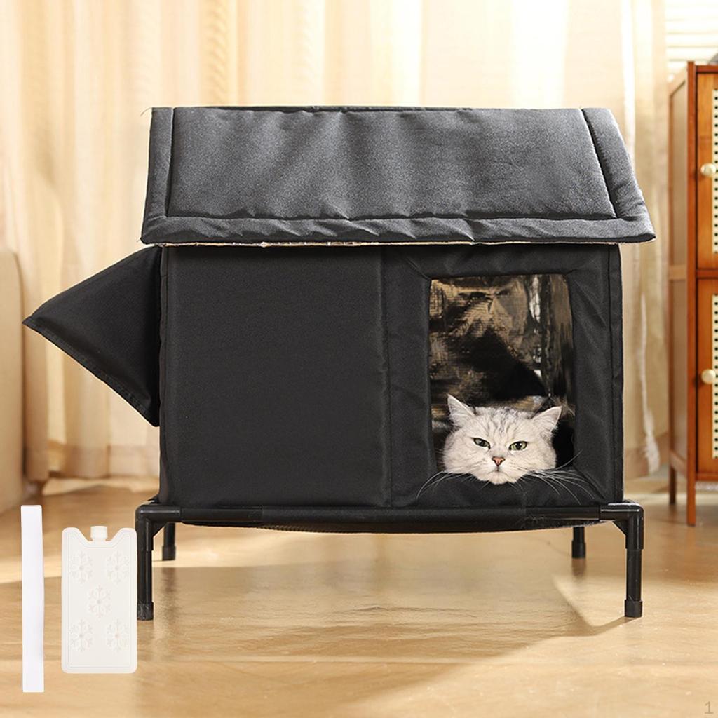 Enclosed Pet Tent House with Elevated Base Kennel for Winter