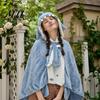 Soft Plush Cape Bat Blanket Hoodie for Adults, Cute Shark Fox Hooded Cape, Warm Wearable Cozy Halloween Cosplay Home Loungewear Themed