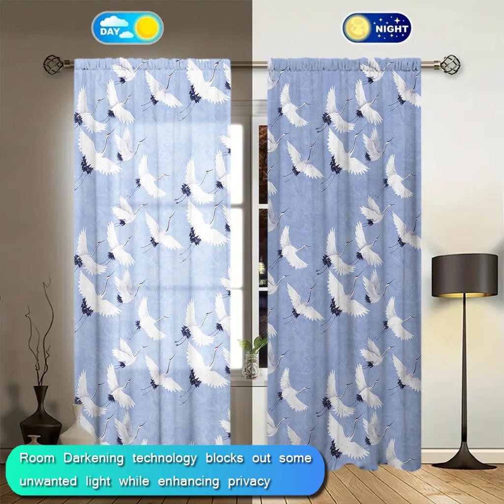 2pcs Crane Spreads Its Wings and Flies High Curtains Shade and Privacy Protection Suitable for Decorating Various Rooms