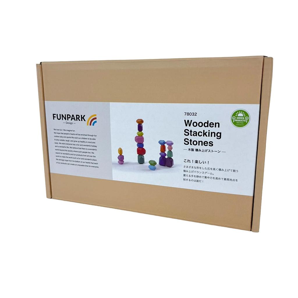 FUNPARK Wooden Stacking Stones, 78032, Perfect for Camping, Outdoor Activities, and Educational Balance Games.