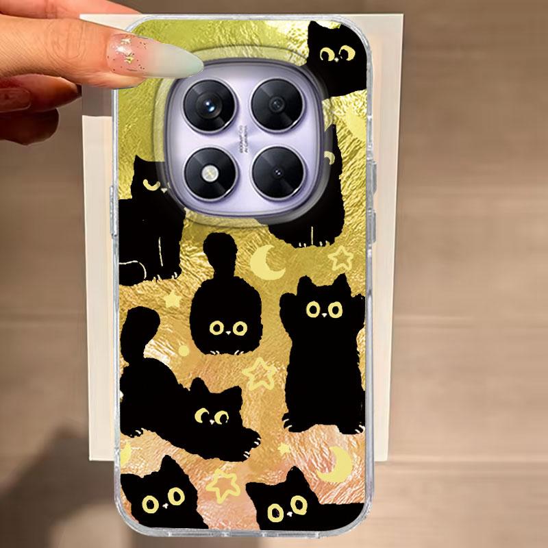 

Чехол для Redmi Note 14 Pro Plus 13 Pro 14S 14C 13C A3 Xiaomi 14T 13T Pro 5G Чехол для телефона Кот Мультяшный Градиент Для Redmi A5 Сумки Poco X5 Pro 5G белый