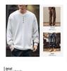 Premium Retro American Henley Collar Long Sleeve Men's Hoodie - Autumn Plus Velvet, Loose Fit High-Grade Pure Cotton POLO Shirt