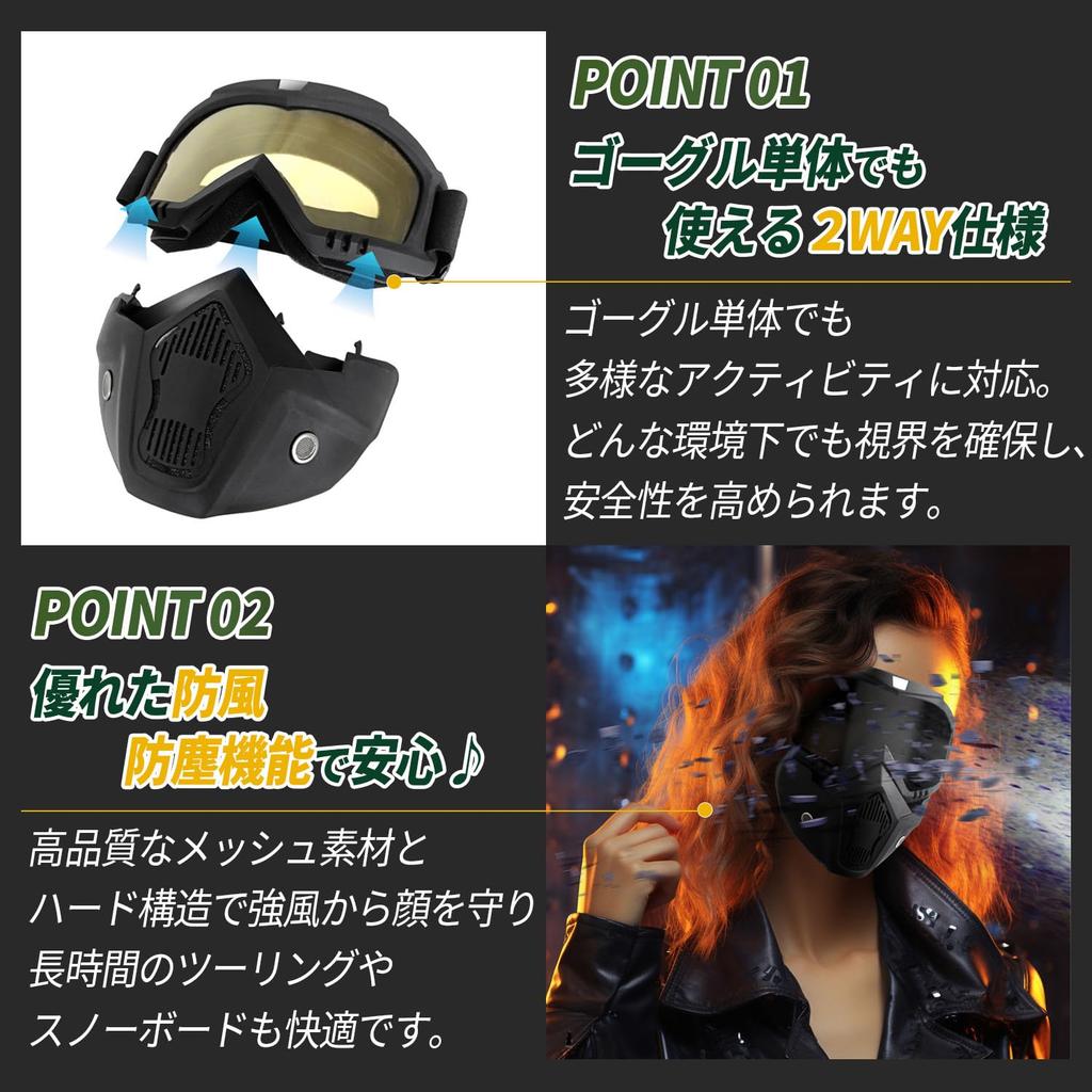 Aylara Full Face Goggles Removable Protective Waterproof UV Protection Motorcycle Motocross Touring Gray