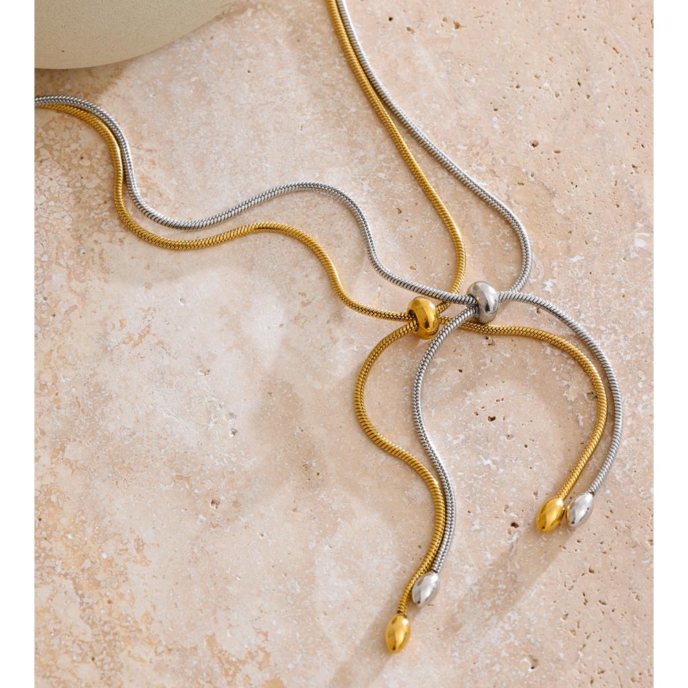 Yhpup 60cm Stainless Steel Knot Chain Necklace for Women Gold&Platinum Plated Trending Personalized Jewelry Wholesale