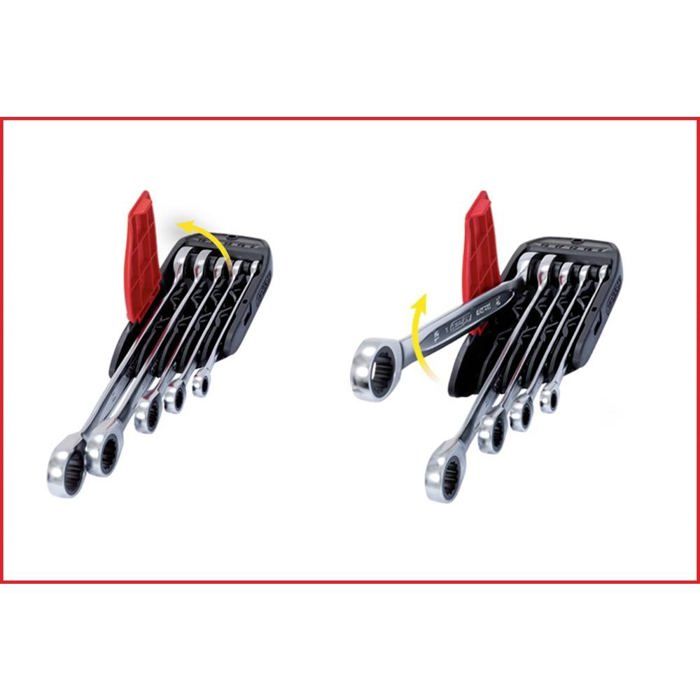 Jeu De Clés Mixtes À Cliquet Réversibles 72 Dents - KSTOOLS - 8-10-13-17-19 Mm - Embout À Fourche - Acier