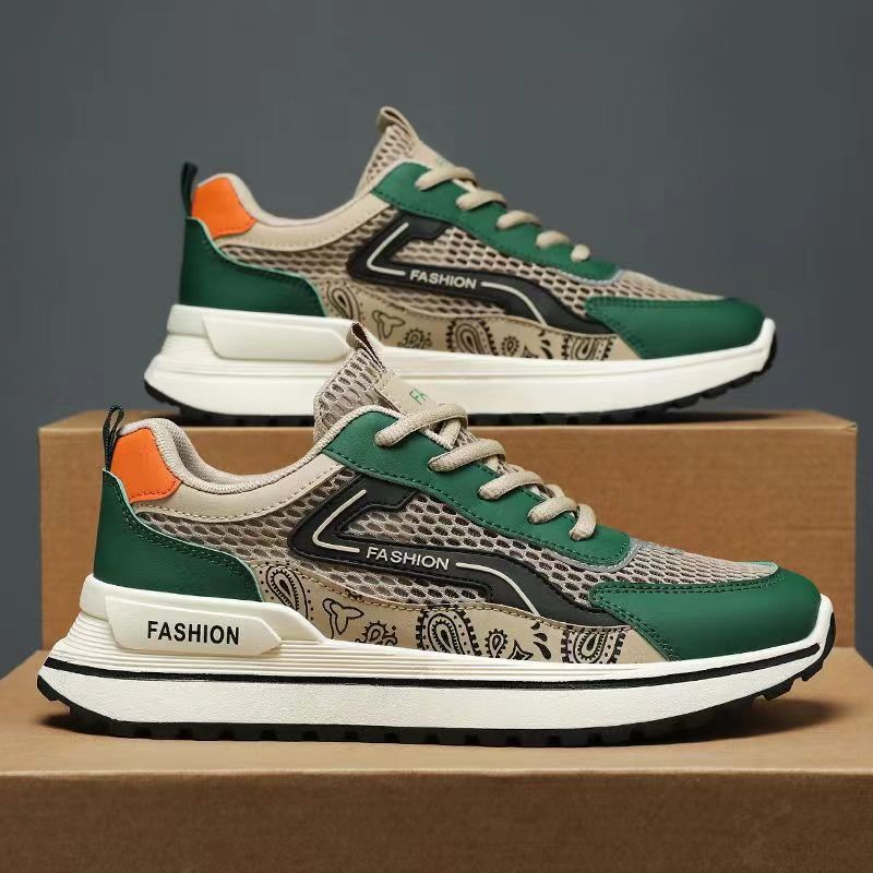 Hollow men's shoes summer 2025 new sports and leisure mesh shoes men's low-top breathable Forrest Gump dad trendy shoes