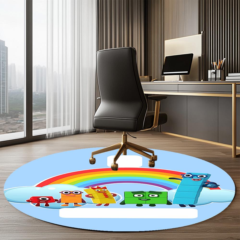 Numberblocks Printed Round Rug Carpet Chair Rug Area Rug Entryway Doormats,for Office Chair Living Room Bedroom Kitchen Room.