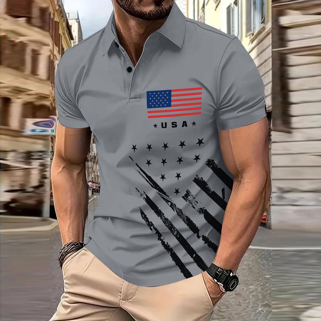 Men's  Golf Shirt Casual Sports V Neck Ribbed  Collar Short Sleeve Fashion Casual Solid Color Plain Spring & Summer Regular Fit