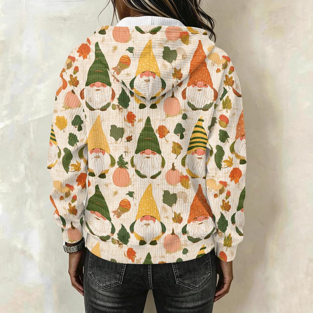 Women's Long Sleeve Christmas Print Pullover Hoodie with