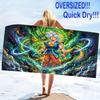 Goku Anime Print Beach Towel, Large Soft Quick Dry Towel for Beach Camping Swimming