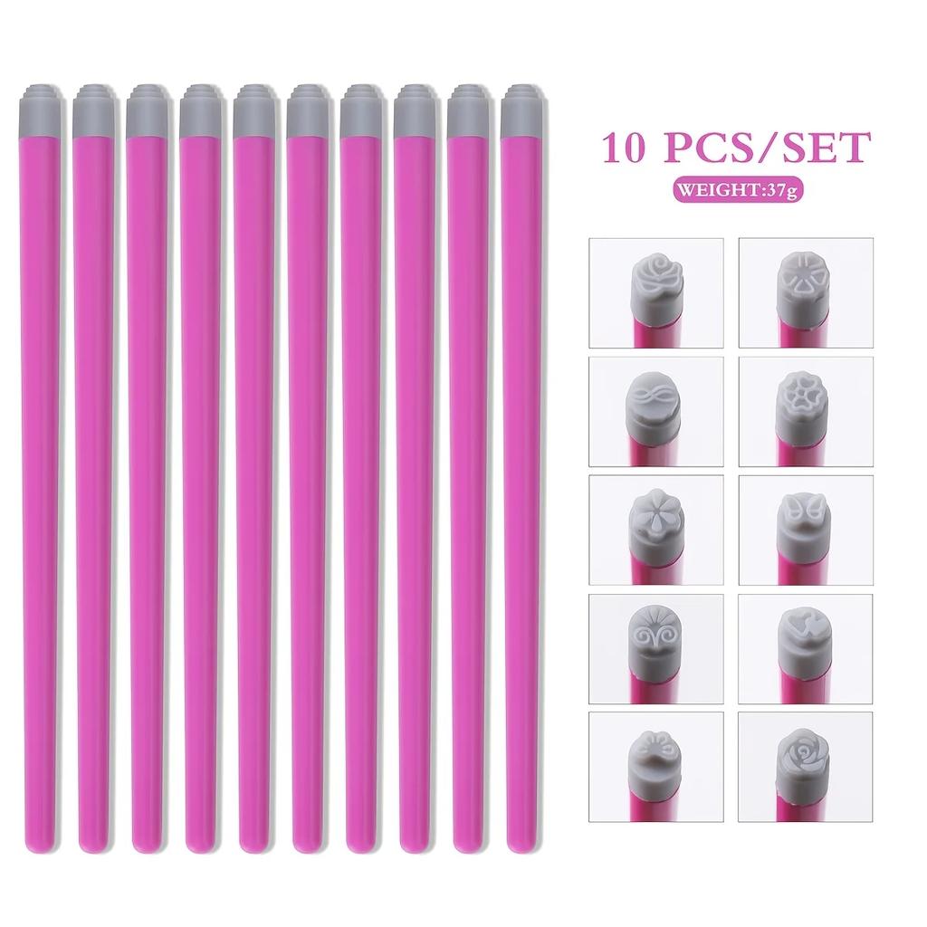 4/6/10/12pcs Nail Art Stamp Pen Set,Flower Butterfly Pattern Nail Transfer Print Tool, Non-Alcoholic Nail Stamping Kit For Women