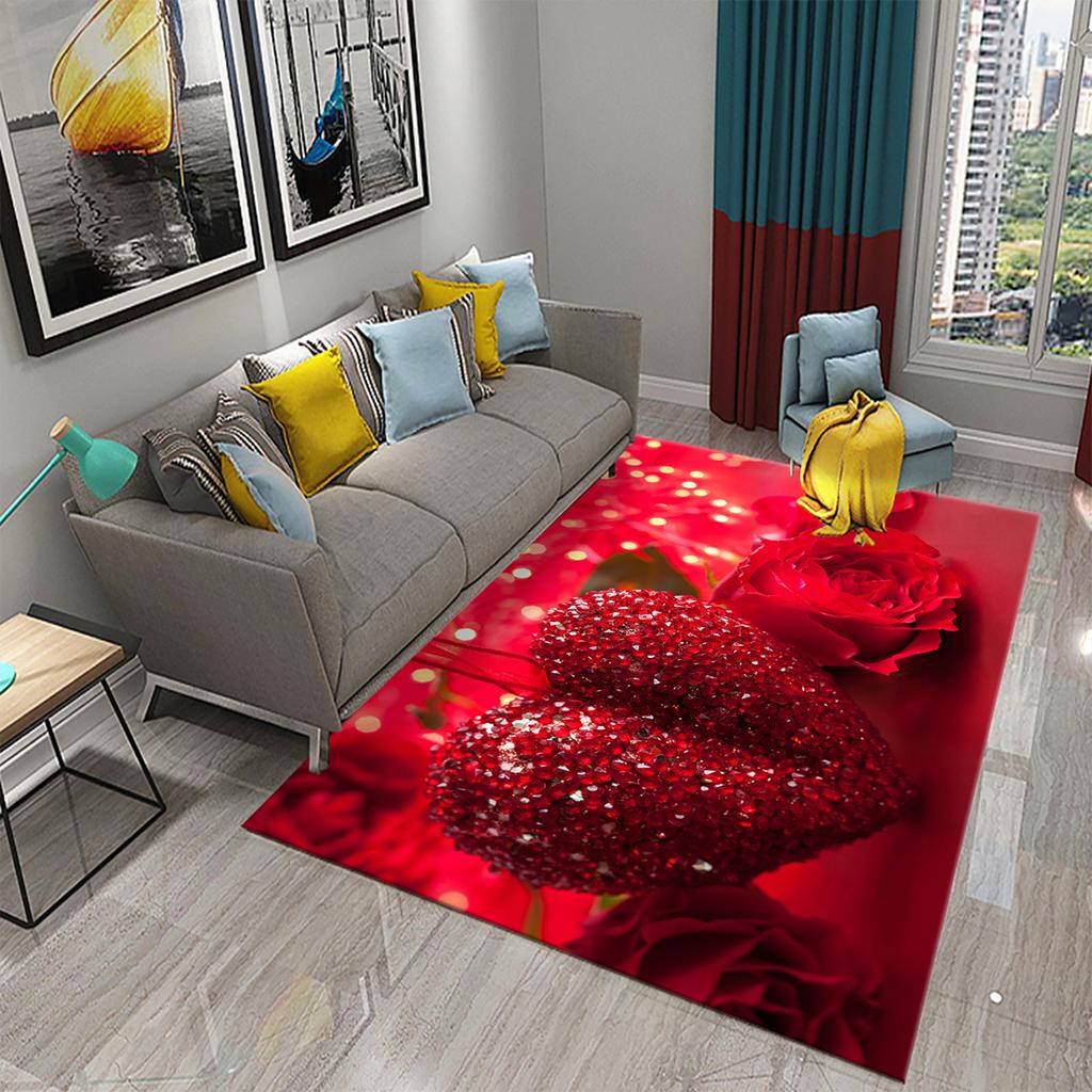 Romantic Love Heart Carpet Valentine's Day Rug Bathroom Anti Slip Floor Mat Living Room Bedroom Entrance Doormat Decor Carpet