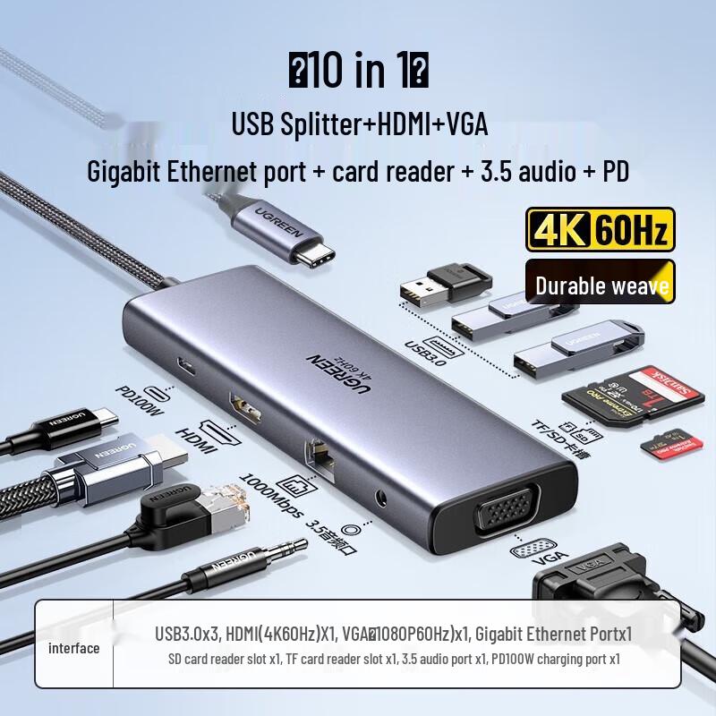 UGREEN CM498 10-in-1 USB-C Docking Station
