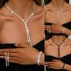 4 PC Exquisite Necklace Earrings Bracelet Jewelry Set Sparkling Crystal Necklace Set  Wedding Party