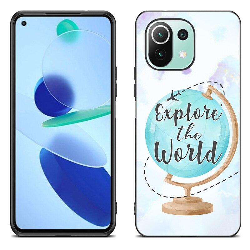 Lustige Reisekarte Telefonhülle für Xiaomi Mi 11 Lite NE 11i 10T 11T Pro A2 A3 Lite POCO F3 M3 M4 C31 X3 Pro NFC GT Schwarze Softcover
