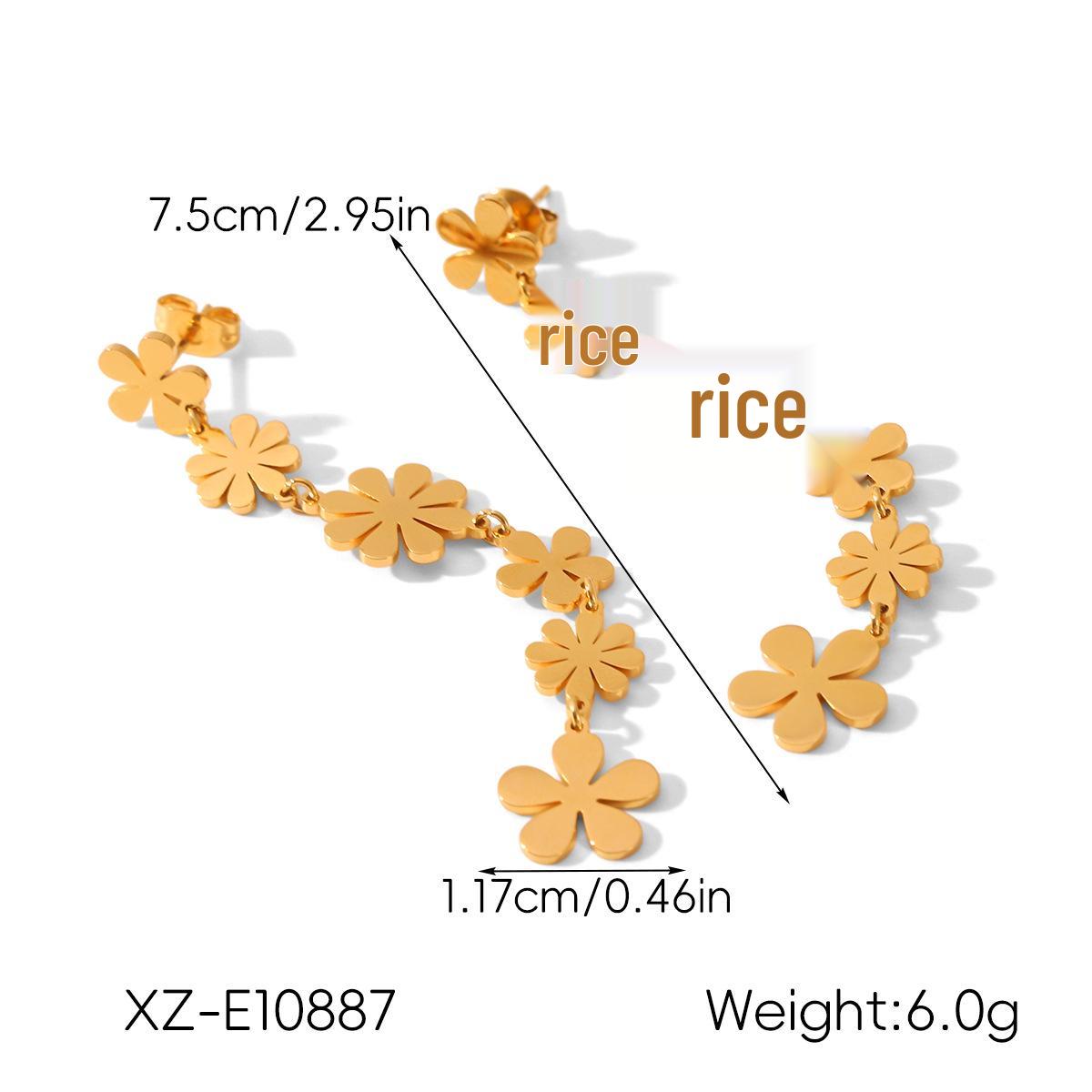 

18K Gold Daisy Tassel Earrings - European & American Luxury Stainless Steel Design