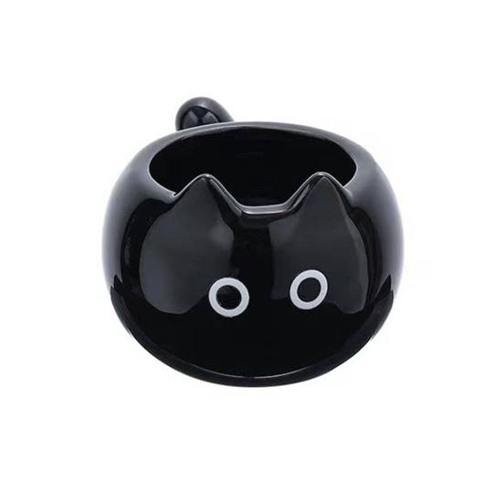 Ceramic Coffee Mug 210ml Cute Cat Espresso Cup with Tail Handle Microwave Dishwasher Safe