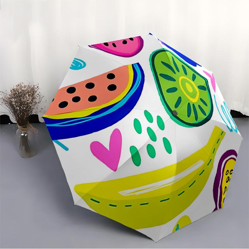 1pc Watermelon, Banana Automatic Folding Umbrella - Portable Collapsible Design, 8-Rib Iron Frame, Durable Fabric Yy251125099