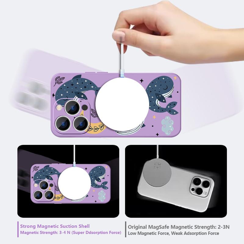 Cartoon Whales Stars Pattern Case For iPhone 17 Pro Max Magnetic For Magsafe Silicone Cover For iPhone 16 Pro Max Funda iPhone 15 14 13 12 11 16E Air