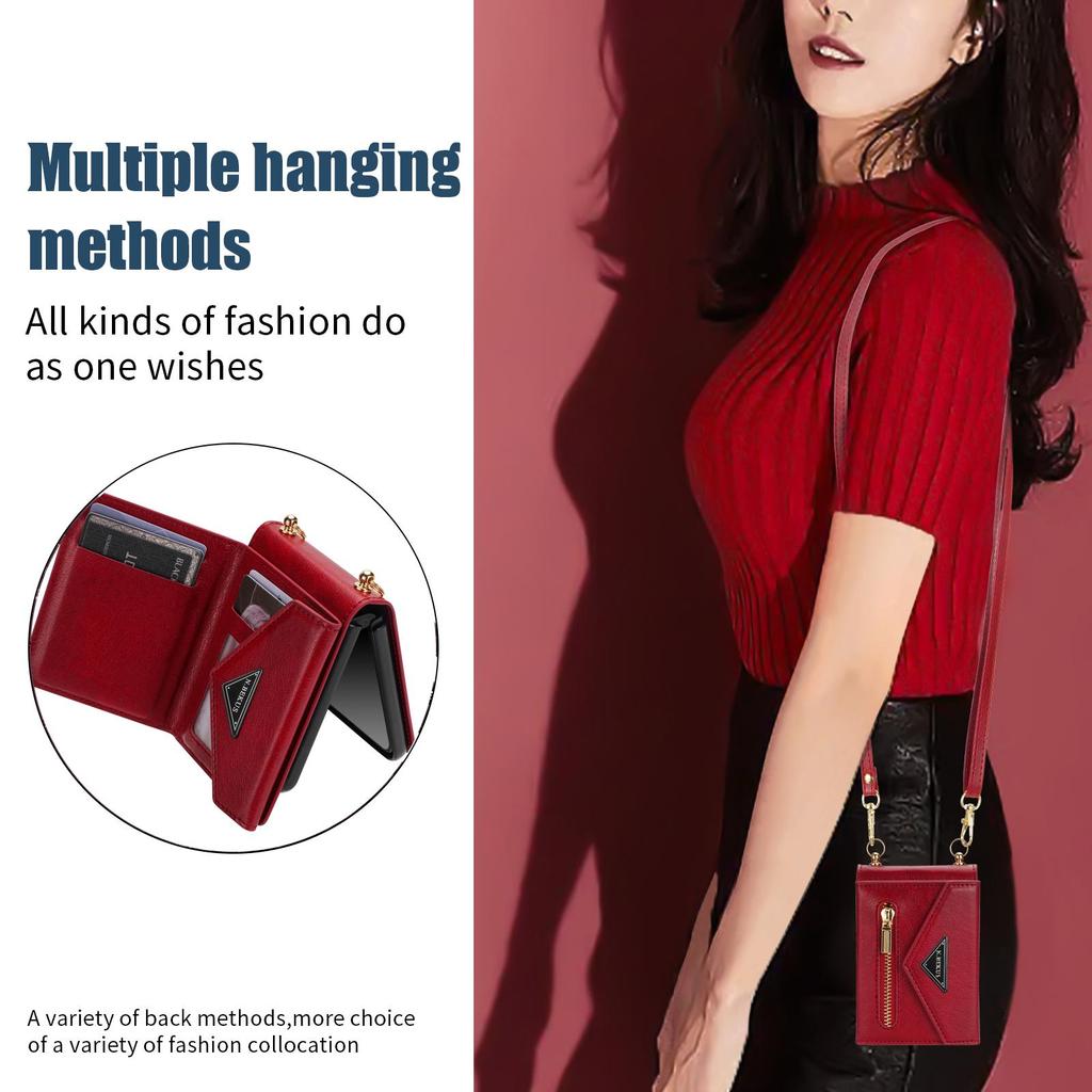 Husă portofel din piele pentru telefon pentru Samsung Galaxy Z Flip 6 5 4 3 5G Flip4 Flip5 Poșetă pentru cărți Suport pentru slot pentru cureaua Husă