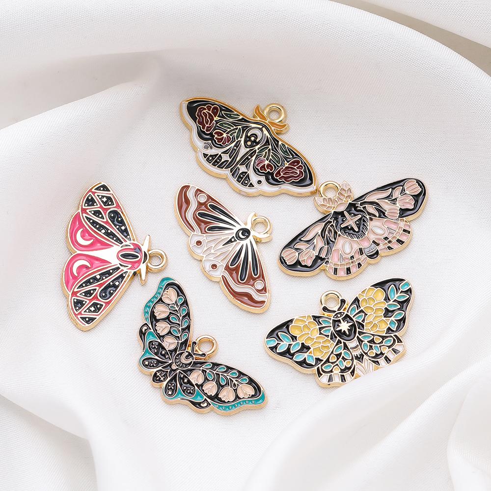 10pcs Enamel Butterfly Alloy Pendants Colorful Dropping Oil Necklace Charms For DIY Jewelry Bracelet Earrings Making Findings