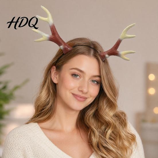 Einzigartiges Halloween-Kopfschmuck für Fotos Hirschgeweih-Haarband, Realistisches Wald-Cosplay-Kostüm, Gothic-Party-Kostüm-Haarband Stil Elastisches Haarband,