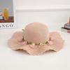 Elegant Flowers Lace Trim Wide Brim Straw Hats Women Summer Beach Caps for Casual Daily Outdoor Holiday Sweet UV Protection Hat