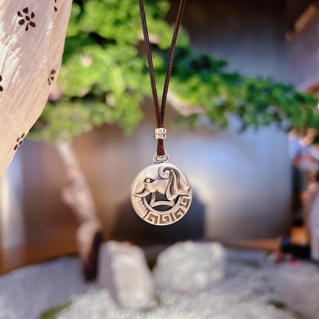 999 Sterling Silver Ruyi Retro Unisex Matte Pendant - Commemorative Gift