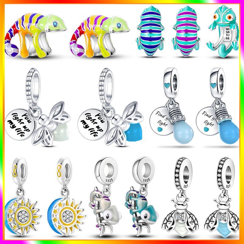 

Glow in the Dark Firefly Charm Beads Fits Bracelet Women DIY Jewelry 925 Sterling Silver Chameleon Pendant Bead New