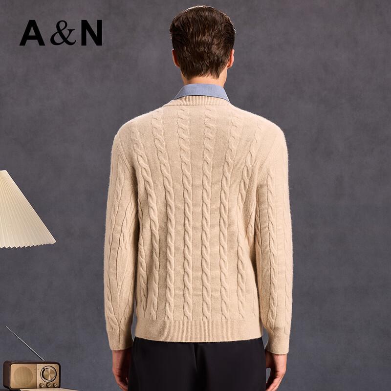 Antonio Men's 100% Cashmere Cable Knit Round Neck Sweater