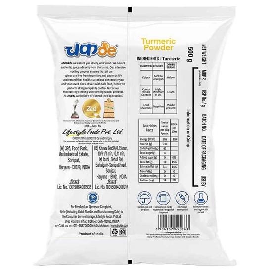 Chukde - Haldi Powder (17.63 OZ) - Turmeric Powder - Ideal For Cooking, Baking, and Health Support  - 500 Gram