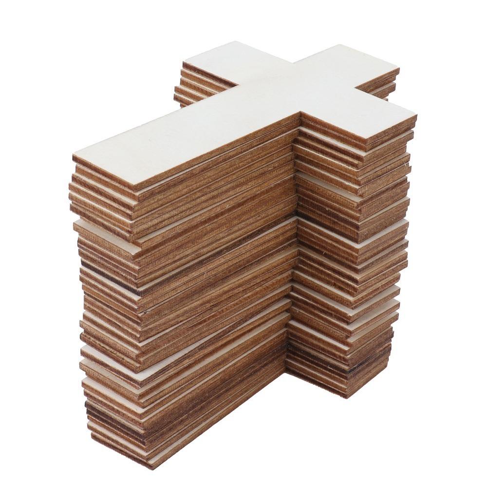 36Pcs Versatile Use Lightweight Wood Cross Smooth Durable Wood Cutouts Wood Pieces DIY Crafts