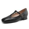 Fashion Casual Woman Shoe Low Heels Square Toe Female Footwear Summer New Dress On Heels Mary Janes PU Leisure Solid TPR Buckle Strap