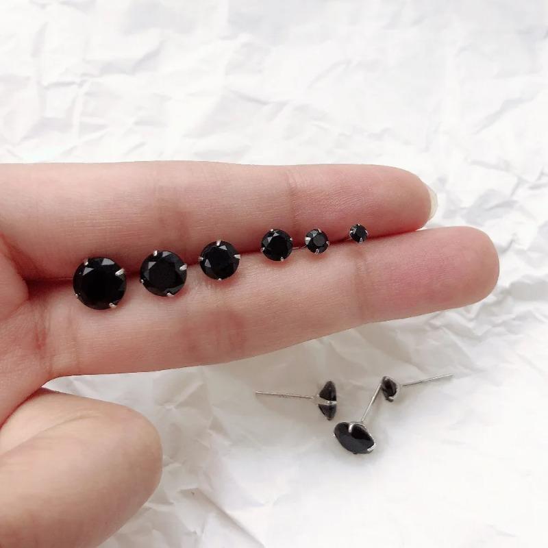 925 Silver Jewelry Women Fashion Cute Tiny Clear Crystal CZ Stud Earrings Gift for Girls Lady