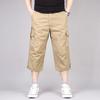 Men Breathable Capri Pants Color Straight Solid Pocket  Trousers