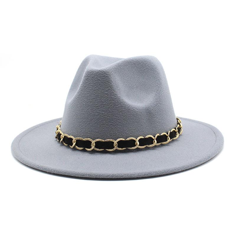 British Jazz Hat Men'S And Women'S Wool Hat Simple Felt Big Eave Hat Tide Flat Edge Hat