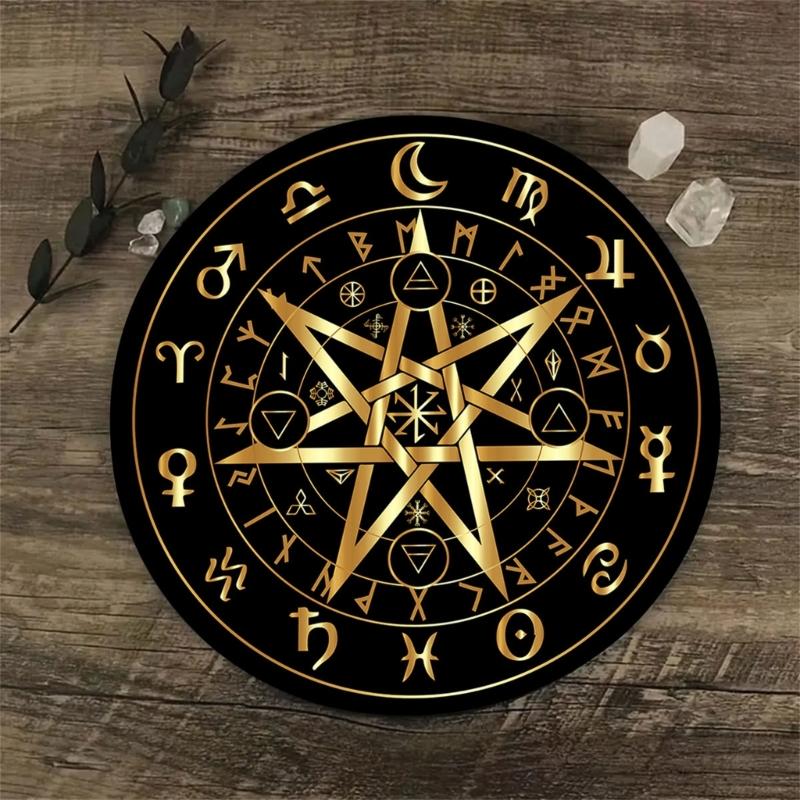 Dowsing Divinations Mat Pad Rune Pattern Astrology Pendulums Chart Mat Balancing Meditations Decoration Tarots Pad