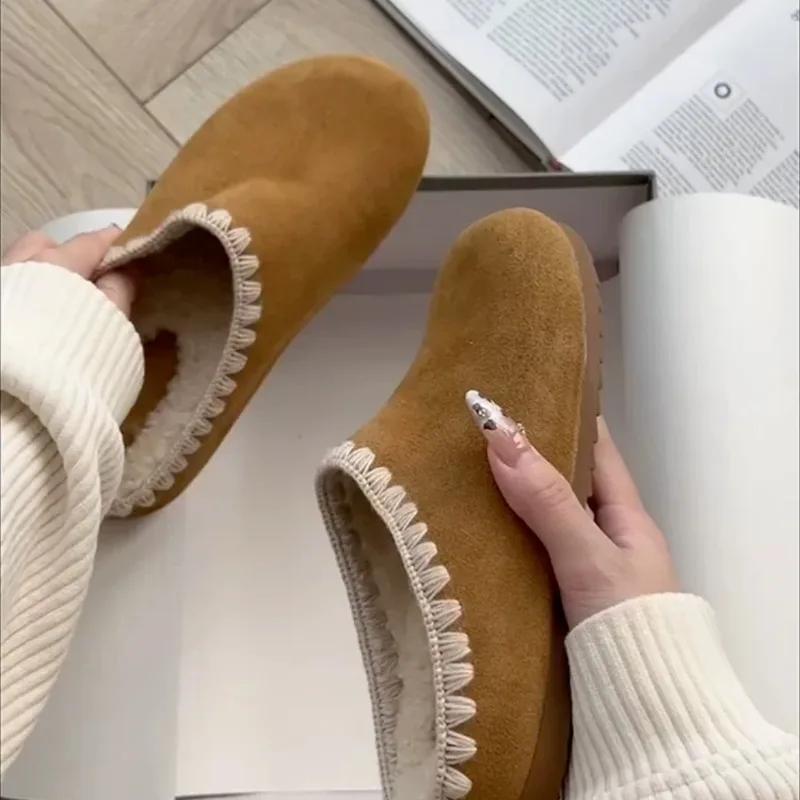 

Fashion 2024 Shoes Female Closed Toe Women s Slippers Warm Casual Slippers Women Round Toe Flat with Outdoor Shoes Women Zapatos Mujer 35 абрикосовый