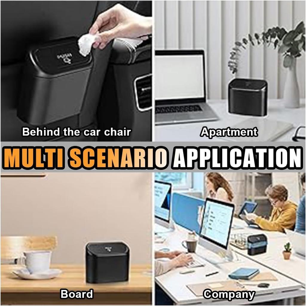 Mini Car Trash Can With Lid, Small Automotive Dustbin Garbage Container, Waterproof And Leak Resistant Car Storage Box With A Roll Of Plastic Trash