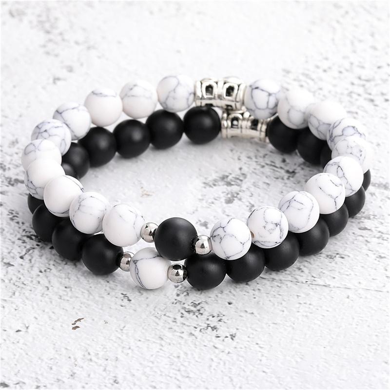 2021 2Pcs/Set Natural Stone Beads Yoga Bracelet For Lovers Distance Magnet Couple Bracelets Friendship Jewelry
