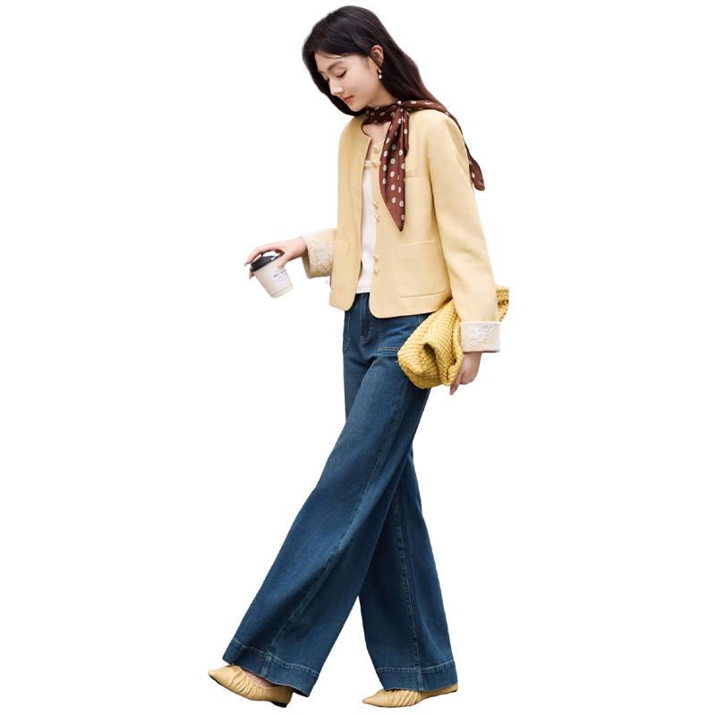 Xiangying French Style Yellow Short Suit Jacket S