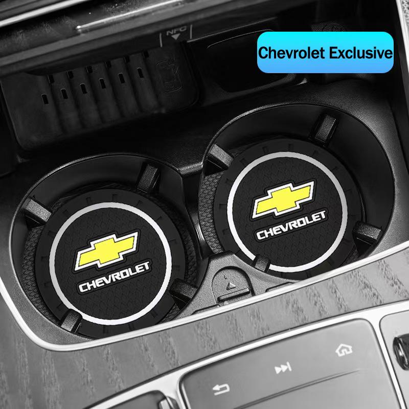 APT2 2Pcs Silicone Coaster Car Water Cup Pad Anti-slip Mat Auto Interior For Chevrolet Camaro Colorado Cobalt Silverado Beat Groove