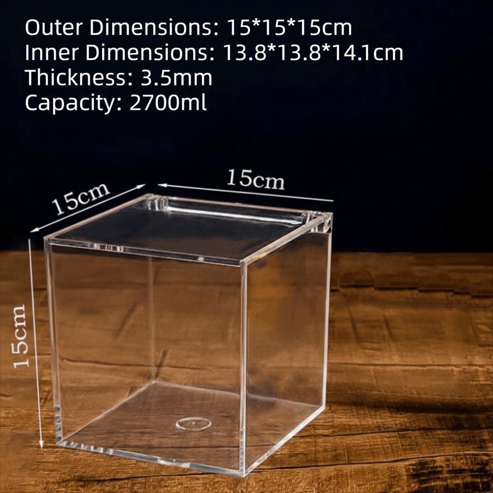 Square Cube Acrylic Box With Lids Stackable Design Transparent Container Transparent Case Clear Cube Box Decorative Use