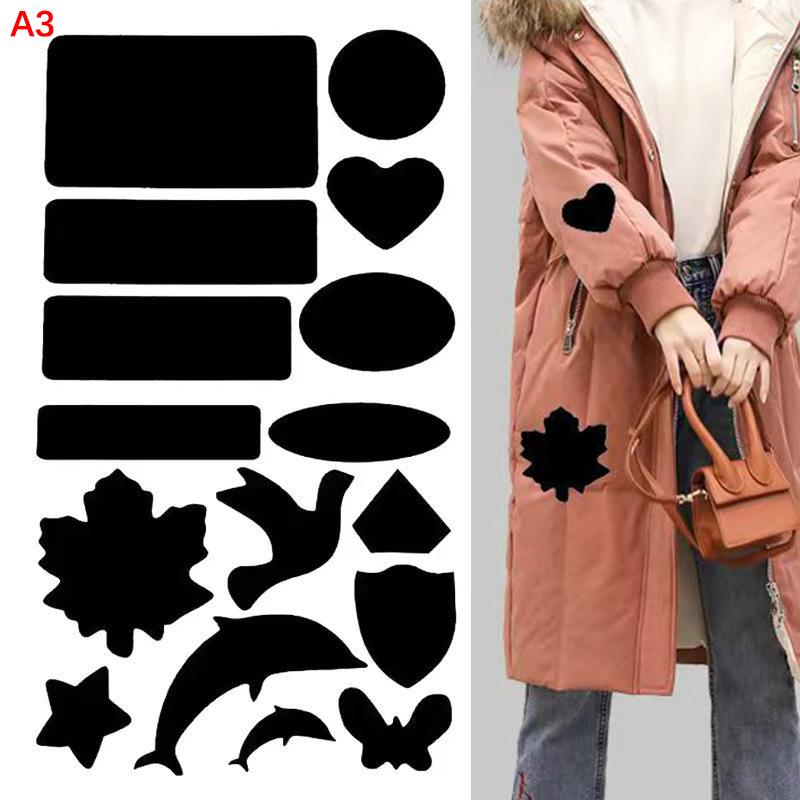 1Set No Ironing Stickers Patches Down Jacket Universal Black Self Adhesive Patcher Repair Washable Sewing Fabric Diy Fix Patch