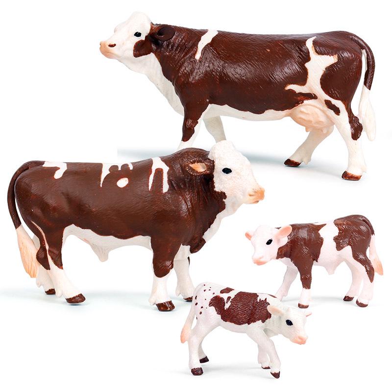 Children's Cognitive Animal Model Toy: Yellow Cow, Buffalo, Rhinoceros, Zebu, Bison, Bull Figurine.