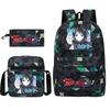 Large Capacity Schoolbag with Shoulder Strap; Student Three-piece Pencil Case Set