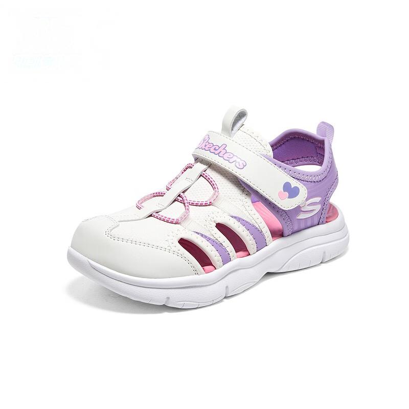 Skechers Kids Non-Slip Kick-Resistant Sandals Kids sandals White Purple 302969L-WLV