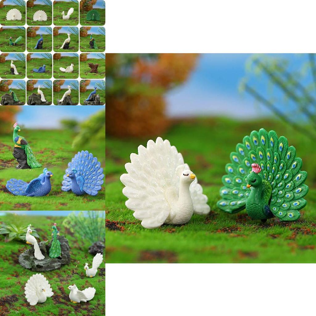Realistic Cartoon Peacock Resin Miniature Ornament Modern Simple Style Peacock Figurine